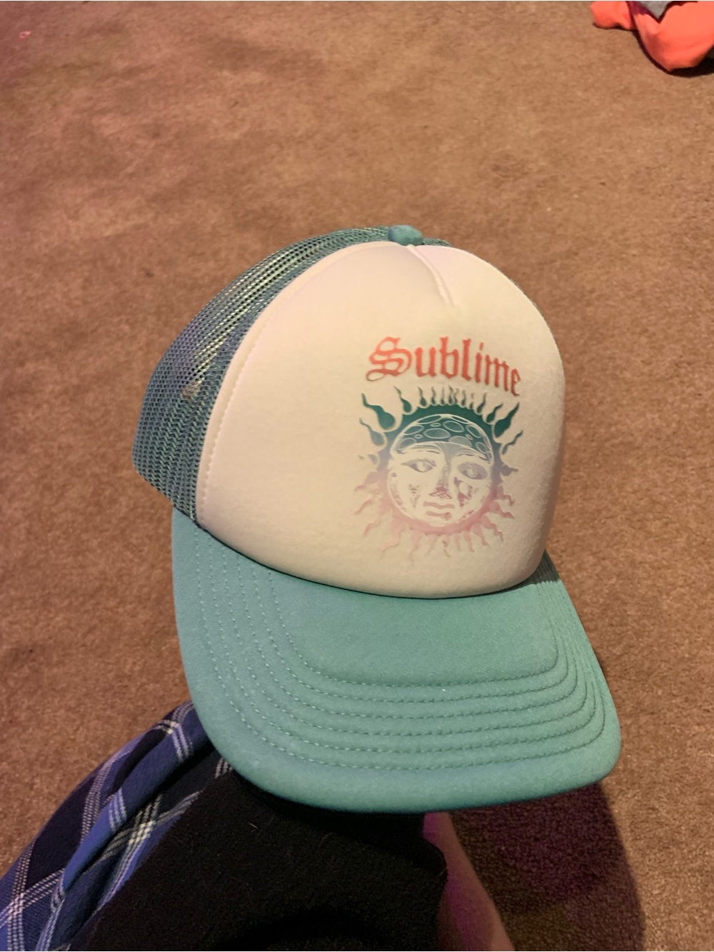 American Eagle Outfitters Teal and White Trucker Hat
